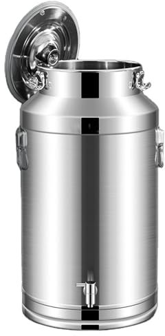 Bidón de Acero Inoxidable de 14 l para Transporte de Leche con Grifo, Cubo sellable para lácteos, Vino, Agua, té, Recipiente para líquidos, Cubo, Barril