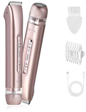 Rasoio elettrico da donna, rasoio 2 in 1, a doppia testa, ricaricabile, trimmer bikini da donna, impermeabile IPX7, epilatore per maglia, viso, ascelle, gambe, braccia, corpo