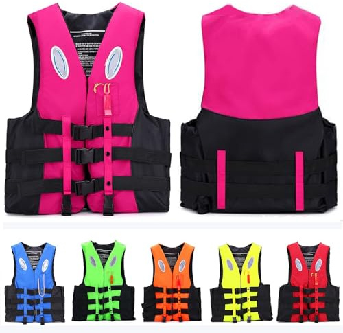 WHOROB Swim Jacket - Paddle Board Life Jacket for Adult Adjustable Buoyancy Aids Swim Safety Snorkeling Vest for Kayaking Floatation Device Surfing Outdoor WaterSports(RoseRed,L)