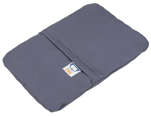 Sensory Owl Heat Pad - Microwavable - Cherry Pit Pillow - Back Neck Abdomen Pain Relief - Washable Cover - Grey 20 x 28 cm