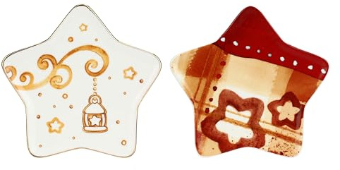 THUN - Set 2 piattini dessert a forma di stella in porcellana Thunland-Ø 19 cm