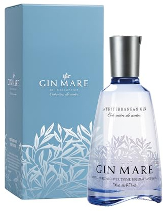 Gin Mare Mediterranean Gin 700 ml con Astuccio – Premium Gin con 4 botaniche principali che ricordano le coste mediterranee. 42,7% vol.
