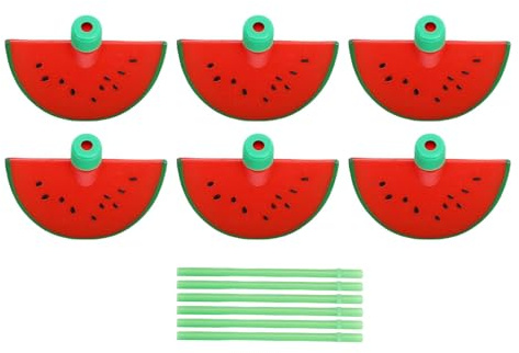 LICAEVEY Lot de 6 Gobelets à Pastèque avec Pailles, nouveauté en Plastique Réutilisable, Verres à Fruits Amusants pour Fête de Camping sur la Plage, Couvercle sécurisé et Design Léger