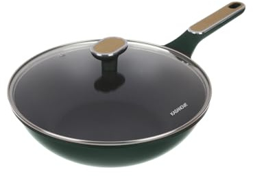 KASANOVA Wok antiaderente 28 cm verde con coperchio
