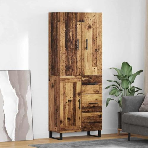 Nqyjm Storage Unit with Wooden Door 3 Drawers High Cabinet Set of 2 Antique Chipboard Wood and Glass Kitchen Sideboard, Kitchen Side Cabinet for Living Room Model 1