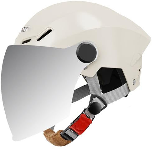 Caschi Jet E Demi-Jet Retrò Con Doppia Visiera Aperto Cascos 3/4 Omologato ECEDOT Caschi Cromwell Casco Mezzo De Scooter Per Adulti Uomini Donne Elmetto Scodella O,54-61CM