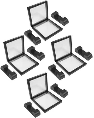 MAGICLULU Boîte Flottante Noire pour Organiser et Exposer Bijoux Film Transparent en Plastique 12 Pièces, pour Collier, Bracelet et Médaillon