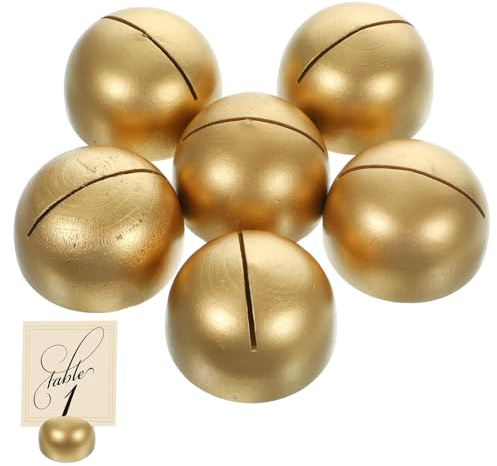 OSALADI Lot de 6 Supports en Bois Socle Doré pour Porte-Cartes et Porte-Numéros de Table, pour Organisation de Mariage et Soirées Élégantes