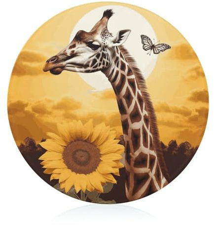 Glass Cutting Board,Giraffe And Sunflower Printed Worktop Protectors- Durable- Scratch-Resistant, Heat-Proof
