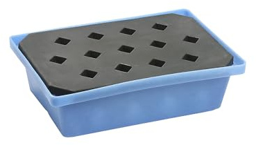 kaiserkraft | PE-Kleingebinde- und Palettenwanne | LxBxH 600 x 400 x 170 mm, Auffangvolumen 20 l, mit PE-Gitterrost