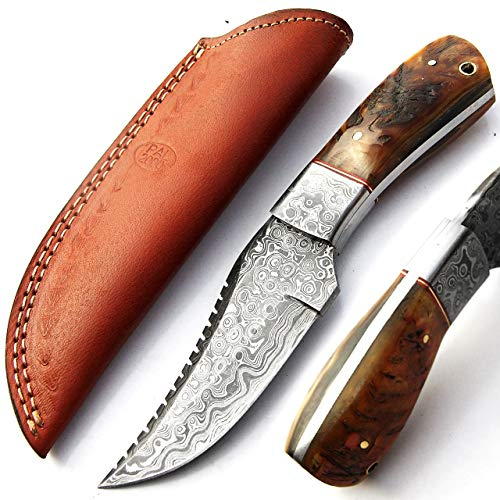 Coltello Fatto a Mano Personalizzato in Acciaio Damasco - Artigianale, da Chef, da Tasca, Forgiato a Mano, da Cucina - Con Custodia in Pelle 9396