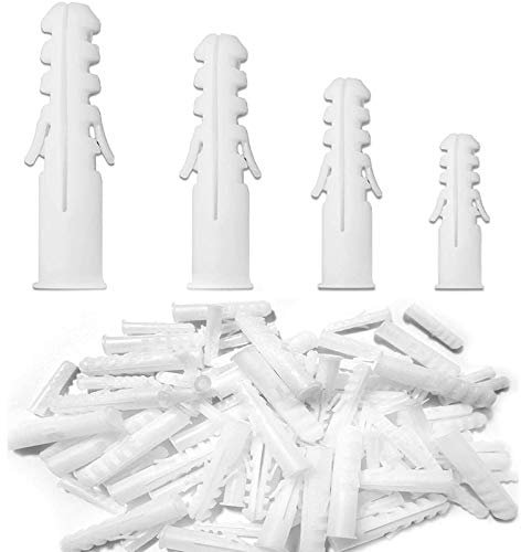 300Pcs Wall Plugs Assorted Plasterboard,Rawl Screw Plugs Plastic Fish Type Extension Raw Plugs Fixings for Masonry Effective Mounting of TV's,Mirrors Screws Fastener Kits 5mm 6mm 8mm 10mm