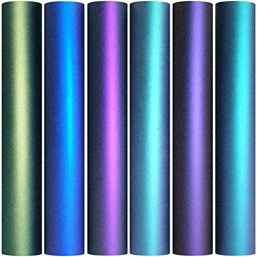 MiPremium Chameleon Heat Transfer Vinyl Iron On HTV Compatible with Cricut Air & Expression Silhouette Cameo & Other Cutters. Assorted Gradient Change Color Pack of 12 x 12 Inch (6 x Sheets)