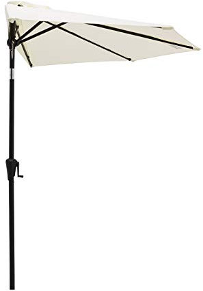 C-Hopetree 2.75m Half Round Market Garden Parasol Wall Umbrella for Outdoor Patio with Crank and Tilt, Ivory