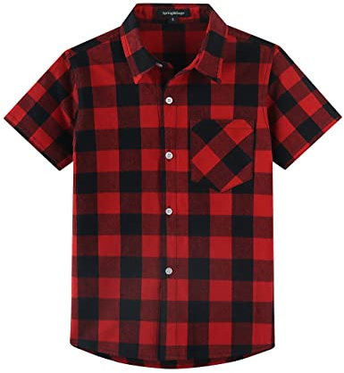 Spring&Gege Chemise à Carreaux Classique Garçon, Chemise Casual pour Enfant