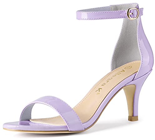 Allegra K Women's Ankle Strap Open Toe Stiletto Heels Sandals Purple 7 UK/Label Size 9 US