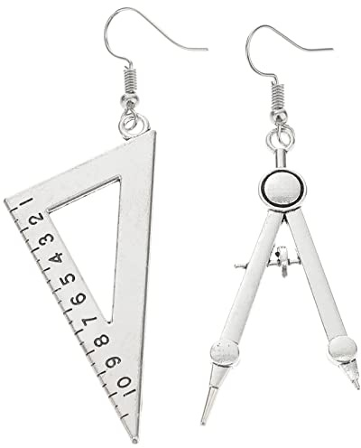 Holibanna Ohrringe Aussage Schere Mathematik Ohrstecker Frauen Ohr Tropfen Baumeln Ohrringe Personalisierte Ohrschmuck für Frauen Mädchen (Lineal)