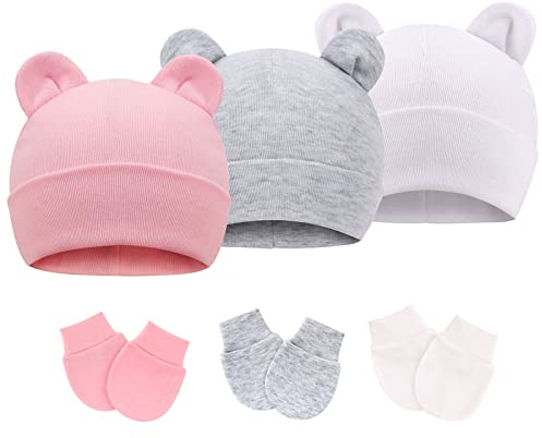 DRESHOW Sombreros y Gorras y Guantes para Bebé Recién Nacido Bebé Beanie Sombrero para Bebés Niñas Niños Gorros 0-6 Meses