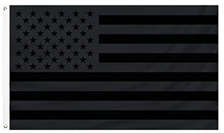Schwarze amerikanische Flagge, 90 x 150 cm, Polyester, US-Flaggen, für drinnen und draußen, doppelt genäht mit zwei Messingösen