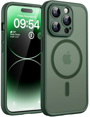 TOCOL for iPhone 14 Pro Case, Compatible with MagSafe, Alpine Green | Full Camera Protection, Built-in Magnets, 15FT Military-Grade Shockproof Thin Slim Translucent Matte Phone Cover