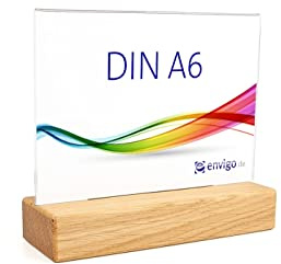 Tischaufsteller »Eiche« DIN A6 quer, Holz+Acrylglas