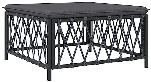 Tidyard Garten Fußhocker mit Auflage Gartenhocker Sitzhocker Fußablage Hocker Gartenmöbel Anthrazit Gewebe