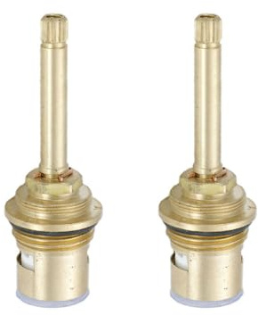 2 Pcs Tap Cartridge Valve, 3/4 Brass Stem Disc Cartridge Faucet Repair Replacement Parts for Bathroom Kitchen Sink Tap, Random Color (80MM)