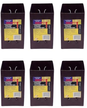 6 x Fence Post Holder 75mm posts Support Extender Brown for 75mm x 75mm posts (3) Eliza Tinsley Swiftpost, Pack of 6