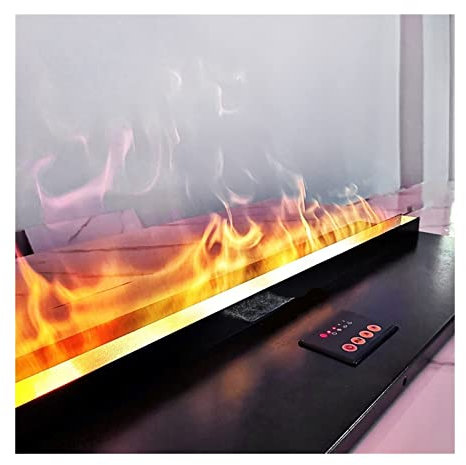 Home Cheminée Électrique Cheminée électrique de 59 pouces, chauffage de cheminée à flamme simulée super longue encastré avec télécommande, protection contre l'arrêt automatique, noir Décorative Chemin