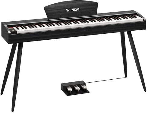 WENCAI Digital Piano 88-Key Fully Weighted Keyboard - Hammer Action Electric Piano, Full-Size Wooden Pianos for Beginner Professional Adults with Sheet Music Stand Triple Pedal, Black