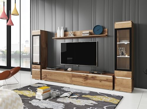 Muebles Slavic Wohnzimmermöbelset Vera II, TV Möbelset 4-teilig, Moderne Wohnzimmermöbel, Wandschrank, Möbel Wohnzimmer