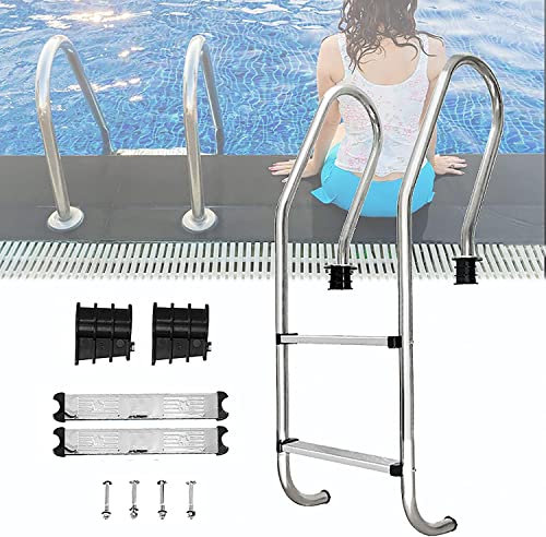 Suuim Rampes de Piscine Rampe de Piscine Balustrade de Piscine Échelle de Piscine, échelle antidérapante enterrée à 2 marches, échelle pour diverses piscines