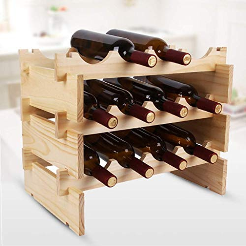 Casier à vin empilable à 3 niveaux - Armoire de comptoir en bois Support de rangement pour vin Cave - Autoportant - Parfait pour bar, cave à vin, sous-sol, armoire, garde-manger, etc. - Peut