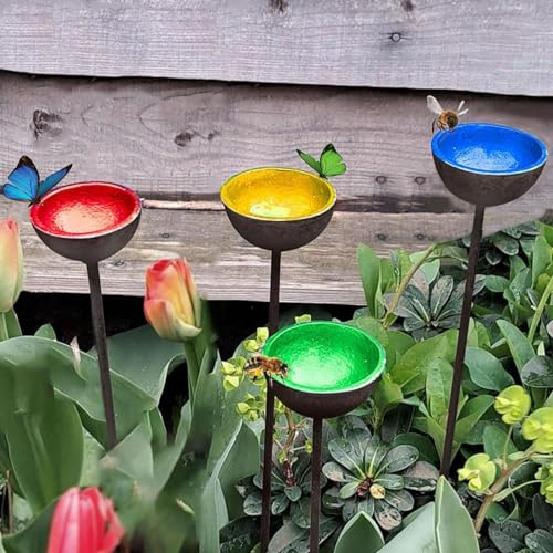 4 For Thirsty Bees Garden, Bee Watering Station, Bee Insectes Drinking Cup, Bee Water Feeder Garden Decorations
