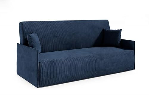 LIKMA Marineblau Ausziehbar 3 Sitzer Sofa Olita 197x93x85 cm Schlaffunktion Bettzeugbehälter Sofa mit Bettfunktion Schlafsofa Couchgarnitur Sofas & Couches Stoff Anafi 15
