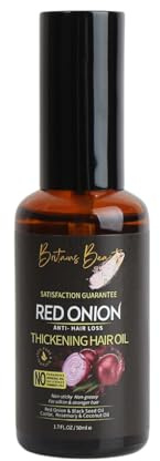 Britains Beauty Red Onion Anti-Hair Loss & Thickening Hair Oil - Nourish & Protect for All Hair Types, Non-Greasy Formula, Natural Ingredients with Black Seed, Coconut & Rosemary Oils, 50ml