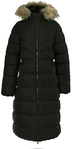 Tokyo Laundry Women's Crosage Longline Quilted Hooded Puffer Coat with Detachable Faux Fur Trim