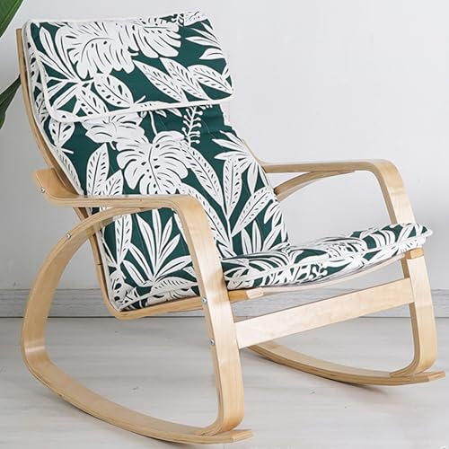 RUYICZB Mecedora Balancín, Silla Ergonómica Moderna con Cojín Extraíble, Cómoda Silla De Ocio Relajante Silla Mecedora De Interior para Sala De Estar, Dormitorio, Balcón,Leaves