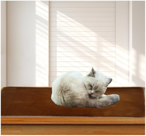 Weiche Katzen-Fensterbank, Haustierkissen, Katzen-Sitzstange, flauschige Fensterbank, Katzenkissen, Katzenkissen für Fensterbank, Haustier-Fenstermatte (Kaffee, 30,5 x 61 cm)