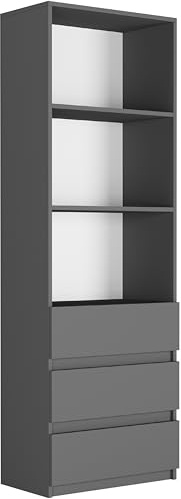 Framire Büro-Bücherregal, Anthrazit - 180 x 60 x 33 cm - Modern B-3