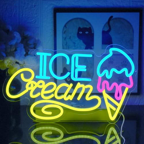 ‎UExnkj-Y Ice Cream Neon skylt LED neonskylt vägg bokstäver neon skylt is neon ljus USB dimbar neonskylt för isbrädor, bar, café, butik, klubb