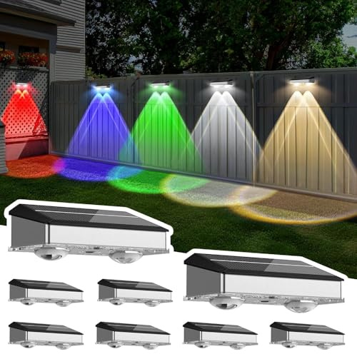 Solarlampen für Außen Wand, 9 Leuchtmodi Rostfreier Stahl IP65 Wasserdicht Solar Wandleuchte für Aussen Garten, LED Gartenlampen für Garten Kabellos Hof Garten Pools Haus Deck Porch Zaun 8 Stück