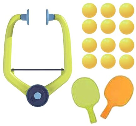 Fenteer Tischtennis-Set mit Schlägerbällen, kein Tisch erforderlich, Eltern-Kind-Interaktionsspielzeug für Spielaktivitäten, Übungen für Kinder und, Grün-orangefarbene Schläger