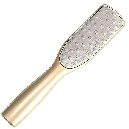 Raspador de Callos de Acero Inoxidable y Abs Dorado de Doble Cara | Elimina Piel Muerta y Durezas, Archivo de Pedicura para Pies, Formato Compacto