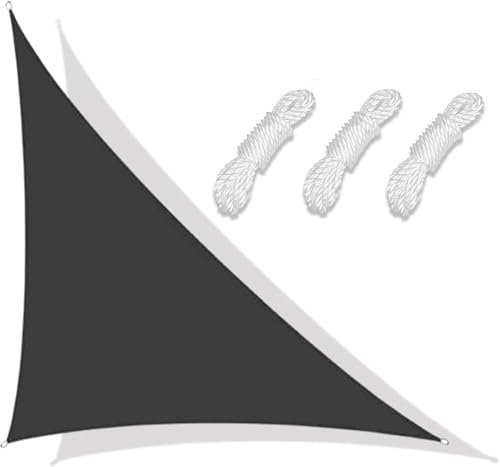 Generico Tenda da Sole per Esterno, 4x4x5.7 Tenda Vela ombreggiante Triangolare Protezione Raggi UV e Impermeabile Telo Parasole per Giardino, Terrazzo, Patio, Cortile e Prato(Black)