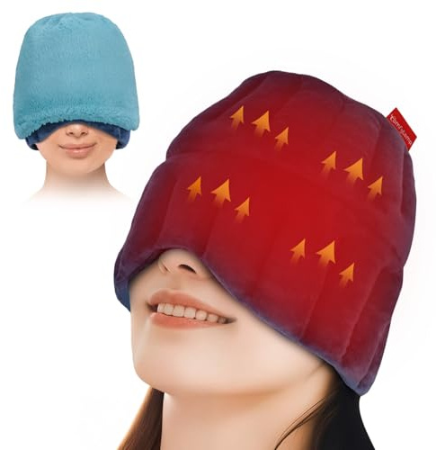Comfytemp Migraine Cap for Headache, Microwavable Face & Eyes Heat Pad | Moist Warm Compress for Tension, Sinus Pressure & Dry Eyes, Soothing Eye Mask for Relaxation, Moist Heat Therapy for Seniors