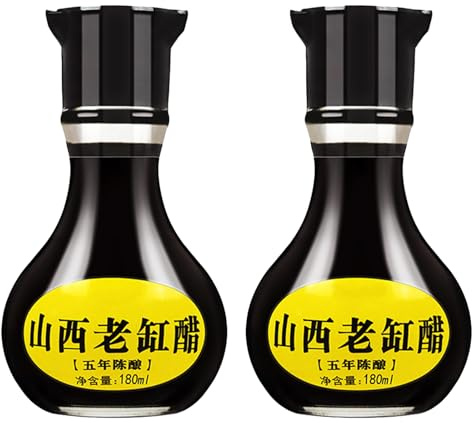 Vinaigre de Shanxi Affiné 5 Ans, 180 Ml (6,1 Fl Oz), Vinaigre Noir Chinois Fermenté Naturellement, Riche et Acidulé, Idéal pour Tremper et Cuisiner.