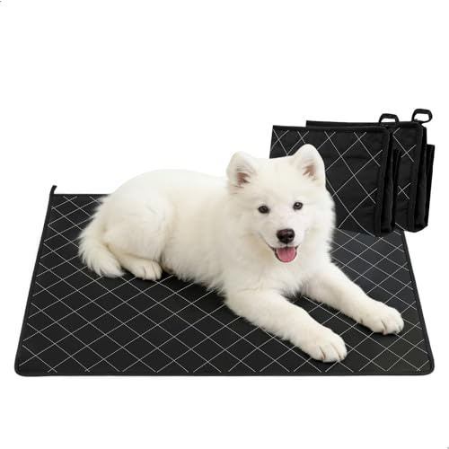 Vattentät hundfilt, hundfilt 2-pack 70x50 cm Svart återanvändbar halkfri hundfilt med snabb absorption, för hundar, katter, kaniner och marsvin