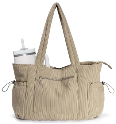 ECOHUB Bolsa Tote Bag Grande Bolsa Playa Mujer, Bolso Ordenador Portátil de 15,6 Pulgadas con Acolchado Compartimento, 8 Bolsillos, Bolso Shopper para Universidad Trabajo
