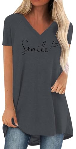 NNGOTD Blouses for Women V Neck Elegant Summer Tunic Tops Ruffle Short Sleeve Casual T Shirts Business Office Wrap Blouse Tshirt Y2K Going Out Tops 2026 Spring Fashion Vacation Outfits (A1 Grey,M)